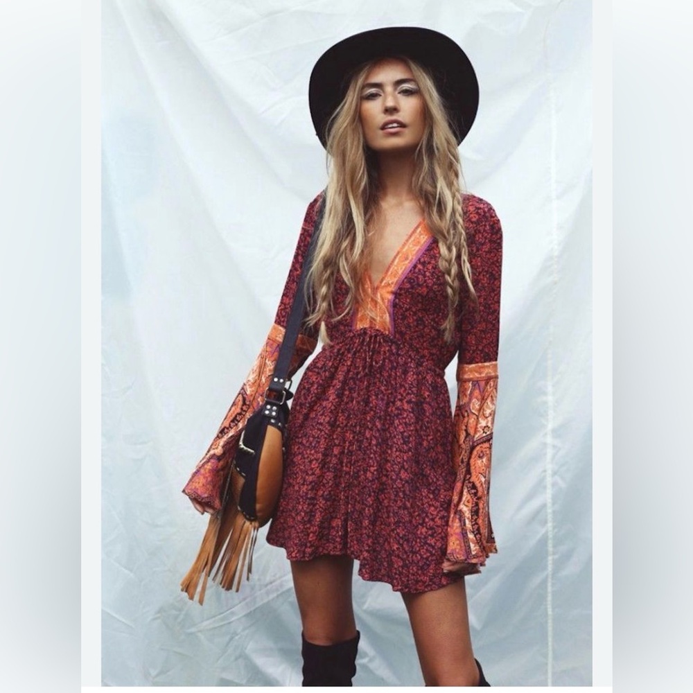 Free People Bohemian Jumpsuit Purple and Orange size Large